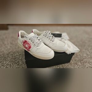 Versace White and Pink Sneakers with Medusa Design